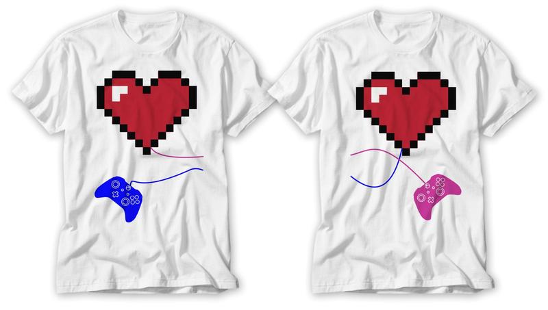 Imagem de Combo blusa casal gamer dia dos namorados amor coração