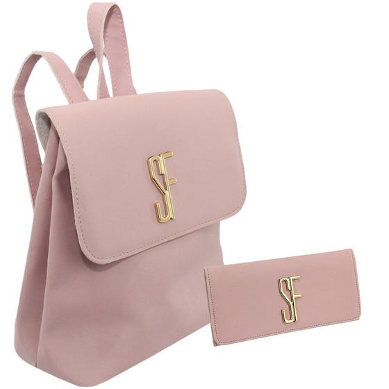 Imagem de combo bolsa mochila feminina com carteira feminina