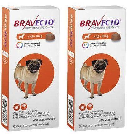 Combo Bravecto Antipulgas E Carrapatos Para Cães De 4,5 - 10kg - 2 unidades Menor preço em Combo Bravecto Antipulgas E Carrapatos Para Cães De 4,5 - 10kg - 2 unidades