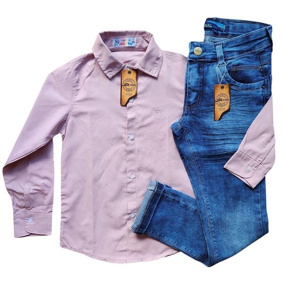 Imagem de combo camisa jeans + calça jeans masculina infantil Tam10,12,14 e 16 anos.