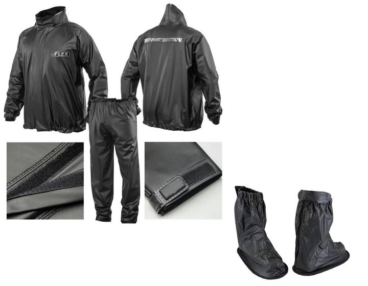 Combo Capa Roupa Chuva Vestimenta Vestuário Jaqueta Calça Delta Flex Pvc Preta Moto Motoqueiro + Polaina Galocha Bota Menor preço em Combo Capa Roupa Chuva Vestimenta Vestuário Jaqueta Calça Delta Flex Pvc Preta Moto Motoqueiro + Polaina Galocha Bota