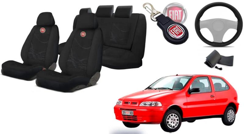 Imagem de Combo Capas Tecido Palio '96-'99 + Volante + Chaveiro - Fiat