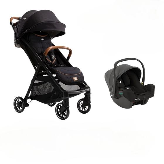 Imagem de Combo Carrinho de Bebê Parcel Preto Eclipse + Bebê Conforto I-Snug Chumbo Shale Joie