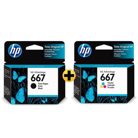 Imagem de Combo Cartucho HP 667 Original preto e colorido (3YM79AB - 3YM78AL)