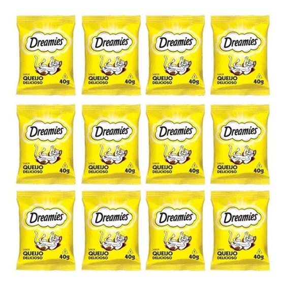 Imagem de Combo Com 12 Petisco Dreamies Queijo Para Gatos Adultos 40gr