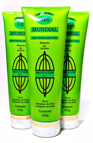 Imagem de Combo com 3 - Legítimo Gel Mundial 250g Extrato de Arnica