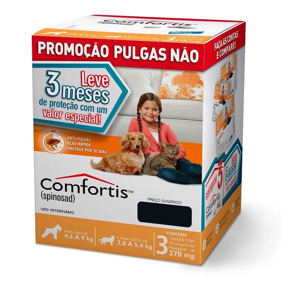 Imagem de Combo Comfortis Antipulgas Cães E Gatos 270mg C/3 Unidades