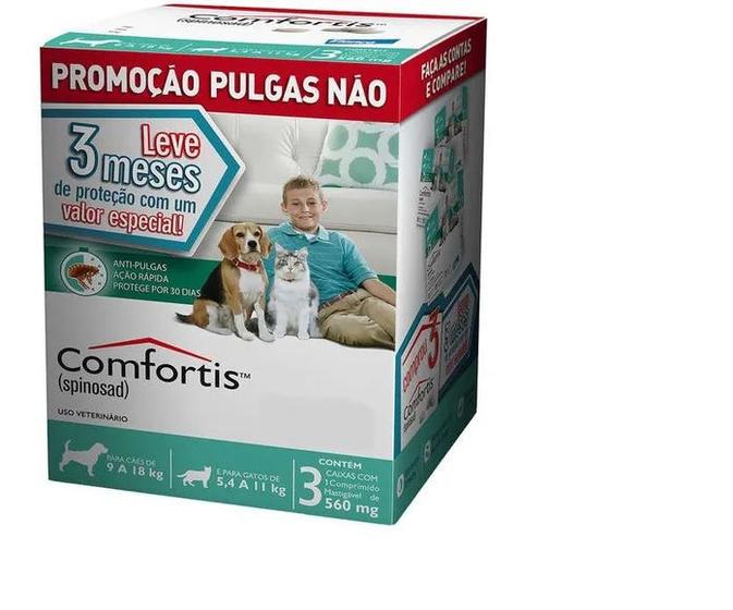 Imagem de Combo Comfortis Antipulgas Caes E Gatos 560mg C/3 Unidades