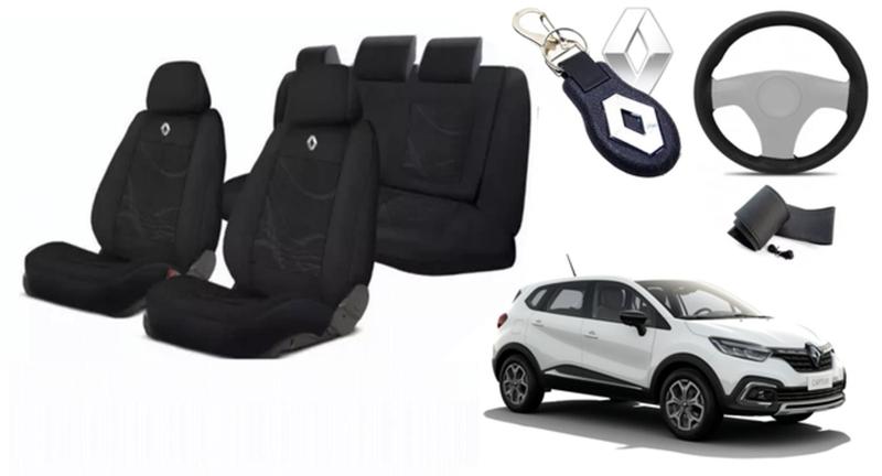 Imagem de Combo Conforto Exclusivo Captur 2017-2024 + Volante + Chaveiro Tecido