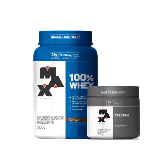 Combo creatina 300 gramas e whey protein max titanium Max Titanium