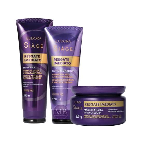Imagem de Combo Cronograma Reconstrução Resgate Imediato Siàge Eudora Shampoo Condicionador Máscara Capilar