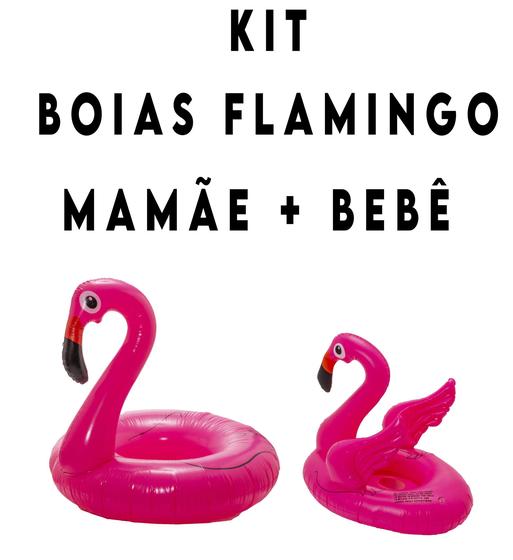 Imagem de Combo de 2 Boias de Flamingo Adulto e Infantil Praia Verão