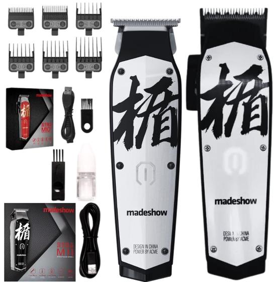 Imagem de Combo De Máquinas De Corte E Acabamento De Cabelo Madeshow M10 E M11 Profissionais Sem Fio Original