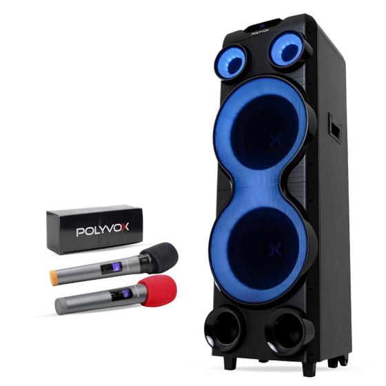 Imagem de Combo de Torre de Som Polyvox Xt2212t + 2 Microfone Sem Fio