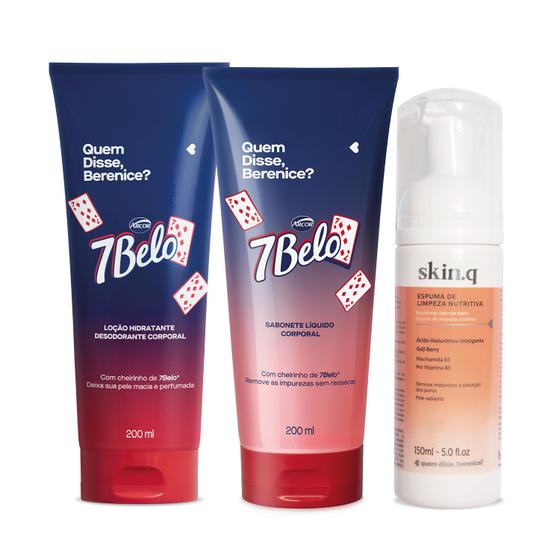 Imagem de Combo Espuma de Limpeza Skin.q 150ml + Loção Corporal 7Belo 200ml + Sabonete Corporal 7Belo 200ml