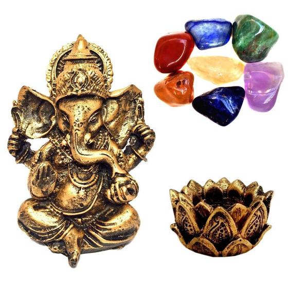 Imagem de Combo Estátua de Ganesha + Castiçal + Pedras dos Chakras