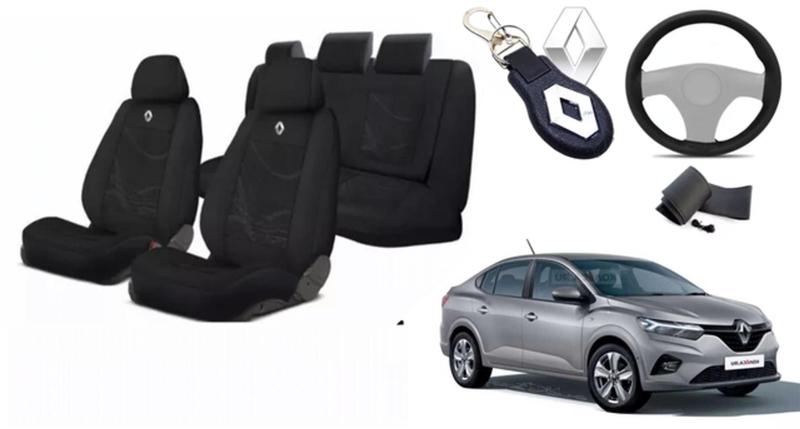 Imagem de Combo Estilo Logan 2017-2023 + Volante + Chaveiro Tecido