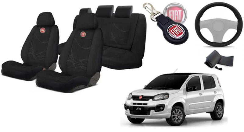 Imagem de Combo Estilo Premium Uno 2014-2021 + Volante + Chaveiro - Personalizado