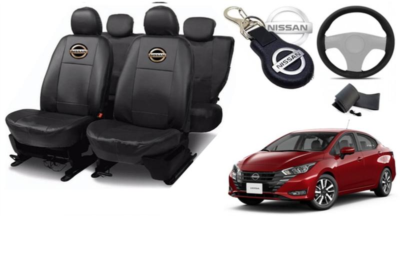 Imagem de Combo Exclusivo Capas Couro Nissan Versa 2021-2024 + Volante + Chaveiro