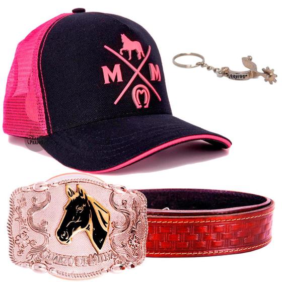 Imagem de  Combo Feminino Boné Luxo Mangalarga Cowgirl + Cinto Luxo