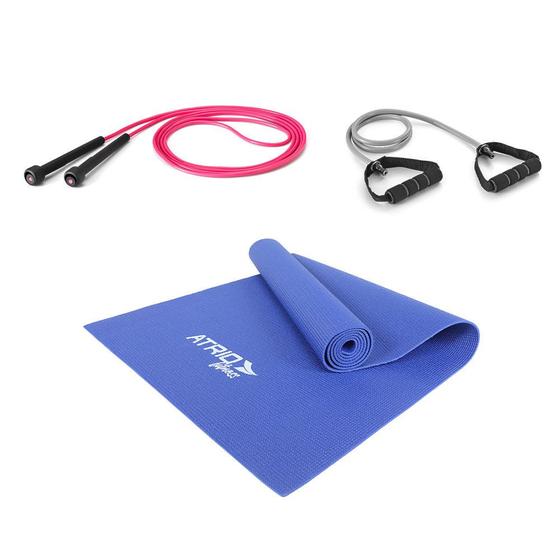 Combo Fitness: Tapete De Yoga + Corda de Pular + Extensor Elástico - ES310K Menor preço em Combo Fitness: Tapete De Yoga + Corda de Pular + Extensor Elástico - ES310K