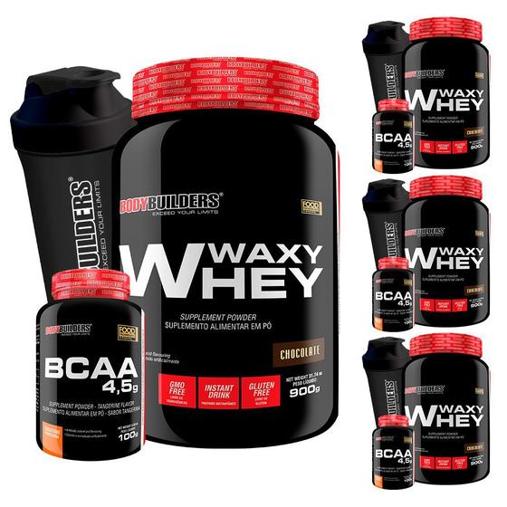 Imagem de COMBO GALERA: 4x Whey Protein 900g +  4x BCAA 100g + 4x Coqueteleira - Bodybuilders way/wey