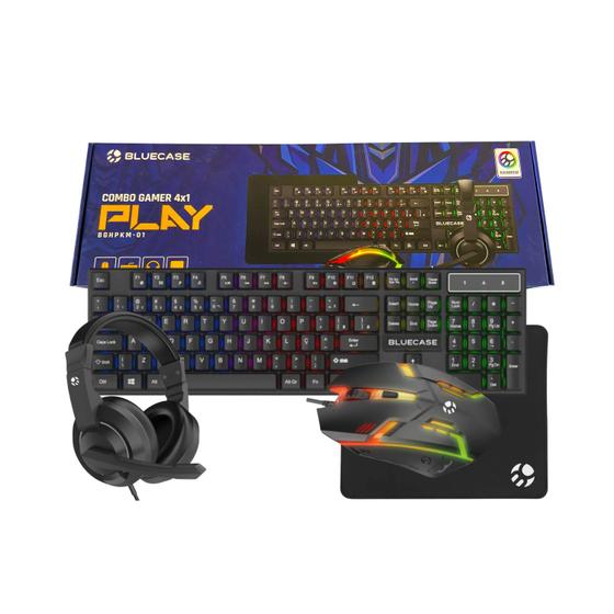 Imagem de Combo Gamer 4X1 (Teclado+Mouse+Headset+Mousepad), Play, Led RGB, Preto - BGHPKM-01BX