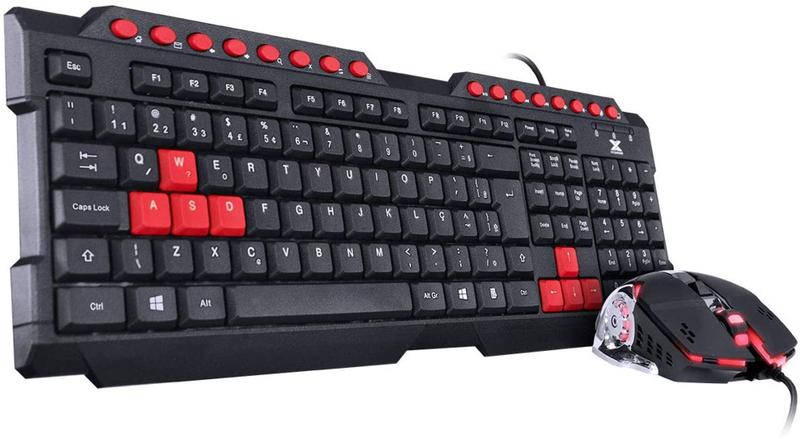 Imagem de Combo gamer c/fio vx gaming grifo-teclado + mouse 2400 dpi led vermelho usb cabo 1.8 metros vgc-01v