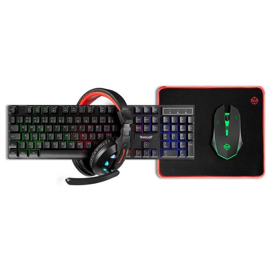 Imagem de Combo Gamer TGT Ariete 4x1, Rainbow, Teclado ABNT, Mouse 1600DPI, Mousepad Pequeno, Headset Drivers 40mm, TGT-ART-RBW01