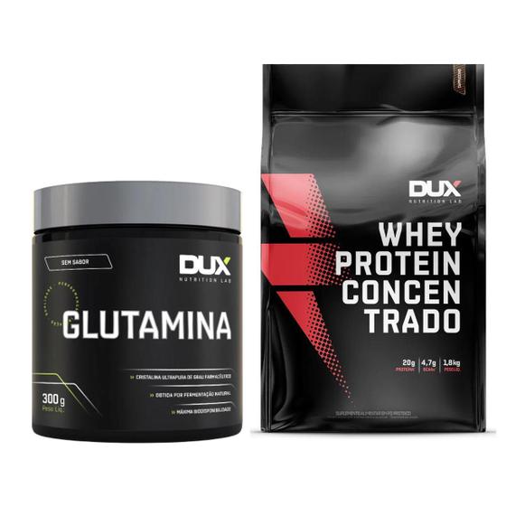 Combo Glutamina 300g + Whey Protein Concentrado Refil em Saco Sabor