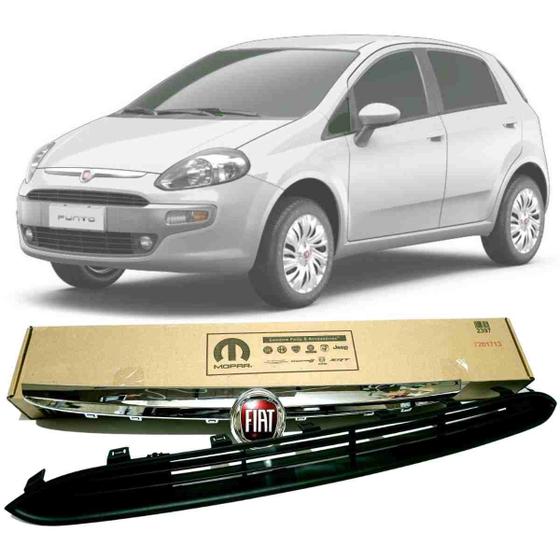 Imagem de Combo Grade Superior + Friso Cromado + Emblema Fiat Punto Attractive Essence Sporting 20013 2014 2015 2016 a 2019