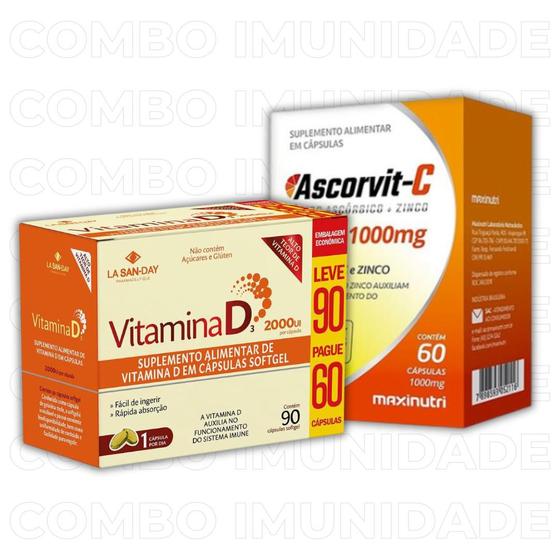 Imagem de Combo Imunidade - Ascorvit-C - Vitamina C e Zinco + Vitamina D3