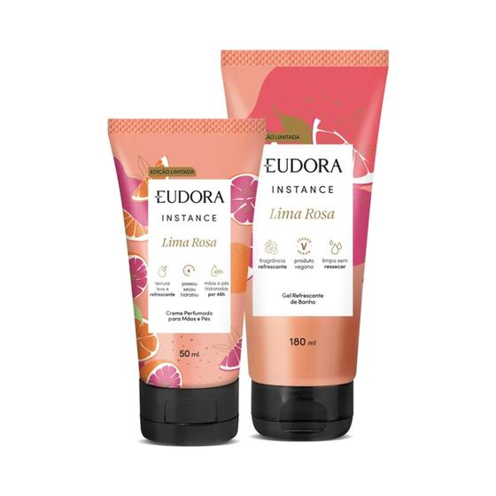 Imagem de Combo Instance Lima Rosa: Creme para Mãos e Pés 50ml + Gel de Banho Refrescante 180ml