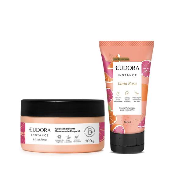 Imagem de Combo Instance Lima Rosa: Creme para Mãos e Pés 50ml + Gelato Hidratante Desodorante 200g