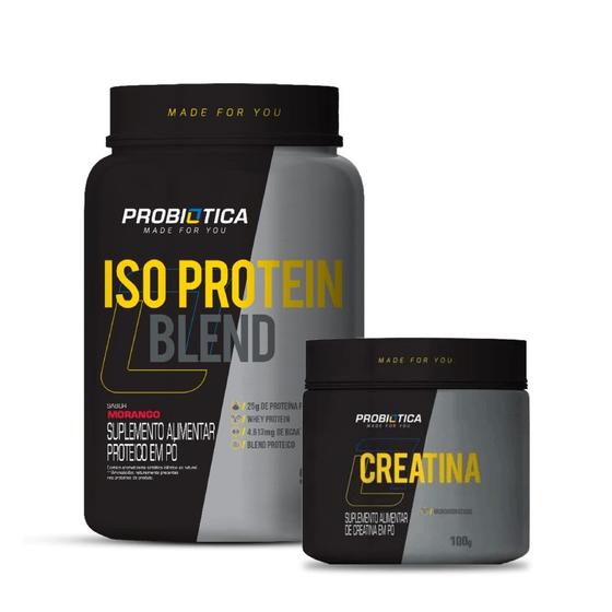 Imagem de Combo Iso Protein Blend Pote 900g, Creatina 100g - Probiótica