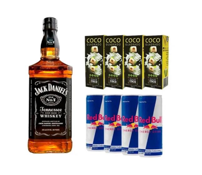 Combo Jack Daniels Old No7 1L + 4unidades de Red Bull tradicional + 4