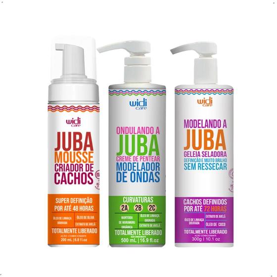 Imagem de Combo Juba Ondulada - Creme de Pentear 500 ml, Geléia Seladora 300 e Mousse Criador de Cachos 180 ml