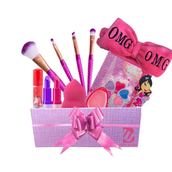 Kit de maquiagem para meninas fingir jogo de maquiagem kit de cosméticos  atóxicos brinquedos 14 peças com saco de armazenamento presente de natal  presente de aniversário : : Beleza