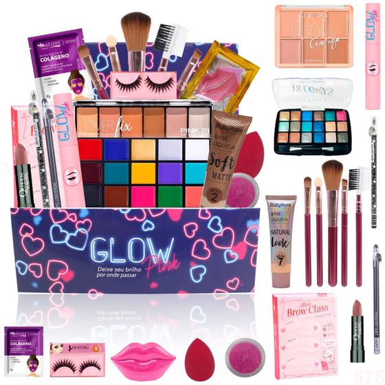 Combo Kit Maquiagem Na Caixa Presente Base Ruby Rose Mimo Glow Pink Presente Natal Amigo secreto Menor preço em Combo Kit Maquiagem Na Caixa Presente Base Ruby Rose Mimo Glow Pink Presente Natal Amigo secreto