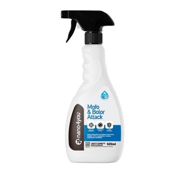 Imagem de Combo Limpa Mofo E Combate Bolor Attack Performance 500ml Econano + Escova Multiuso com Cabo para Lavar, Condor, Transparente Original Mega Qualidade