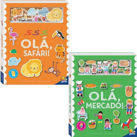 Imagem de Combo Livros Amigos de Feltro: Olá, Safári + Olá, Mercado Todolivro Crianças Filhos Infantil Desenho História Brincar