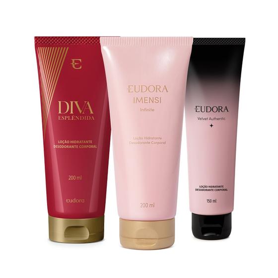 Imagem de Combo Loção Hidratante Corporal: Diva Esplêndida 200ml + Imensi Infinite 200ml + Eudora Velvet Authentic 150ml
