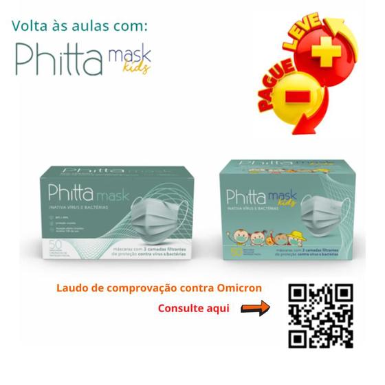 Combo mascara phitta adulto 50 un + mascara phitta infantil 50 un