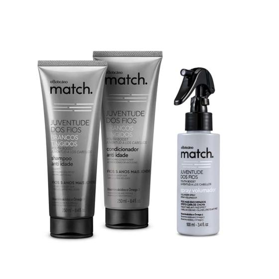 Imagem de Combo Match dos Brancos Tingidos: Shampoo  Anti-Idade + Condicionador Anti-Idade+ Spray Volumador 