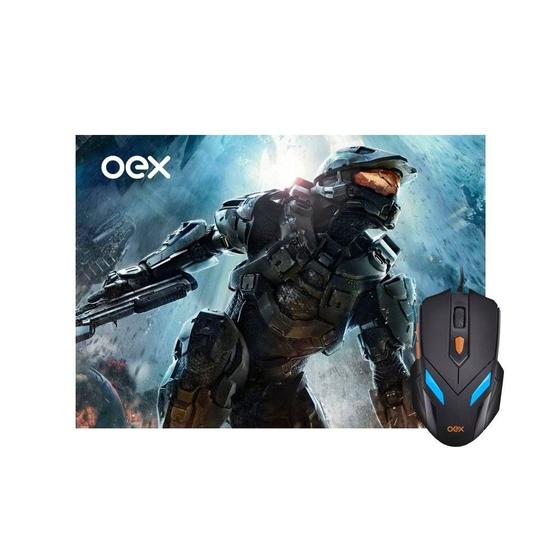Imagem de Combo Mouse Gamer 7 Cores e Mousepad Oex Mc100 - 2400dpi