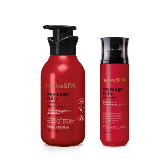 Imagem de Combo Nativa SPA Morango Ruby: Loção Corporal 400ml + Body Splash 200ml