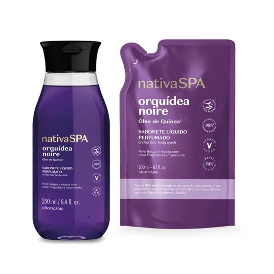 Imagem de Combo Nativa Spa Orquídea Noire: Sabonete Líquido Perfumado 250ml + Refil 200ml