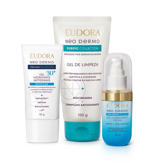 Imagem de Combo Neo Dermo: Gel de Limpeza Purific Collection 150g + Gel Hidratante Facial Hidra Mineral Collection 30g + Gel Hidratante Facial Antissinais 30+ Pró Age Collection 50g