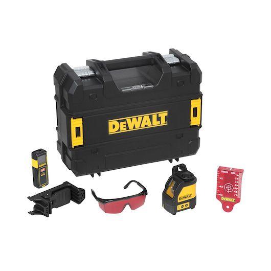 Imagem de Combo Nível a laser Vermelho Dewalt + Trena a laser 20M  + Caixa TSTAK (DW088K)