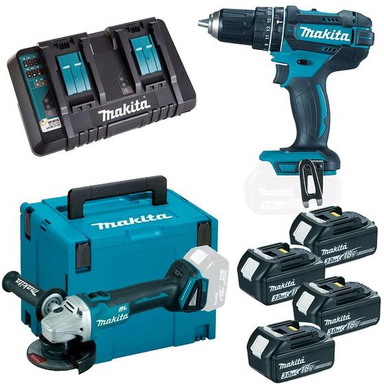 Imagem de Combo parafusadeira dhp482z+ esmerilhadeira dga504z + bateria + carregador 110v + maleta - makita